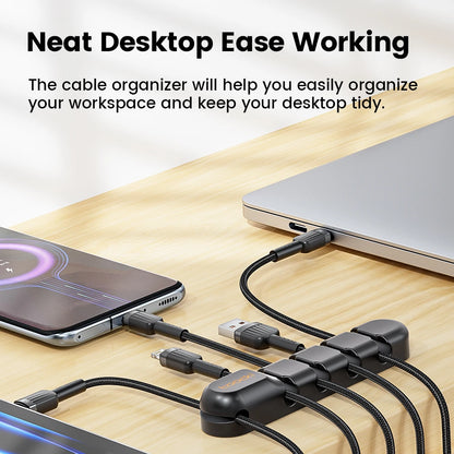 Organizador de Cabos Toocki 3/5/7 Entradas – Suporte Flexível para Gestão de Cabos USB, Carregadores e Auscultadores