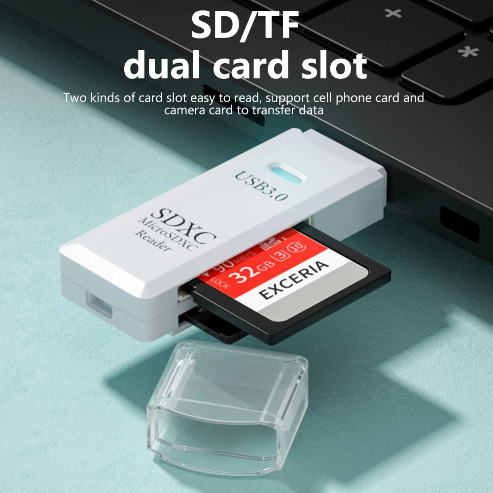 Leitor de Cartão USB 3.0 SD/TF 2 em 1 de Alta Velocidade