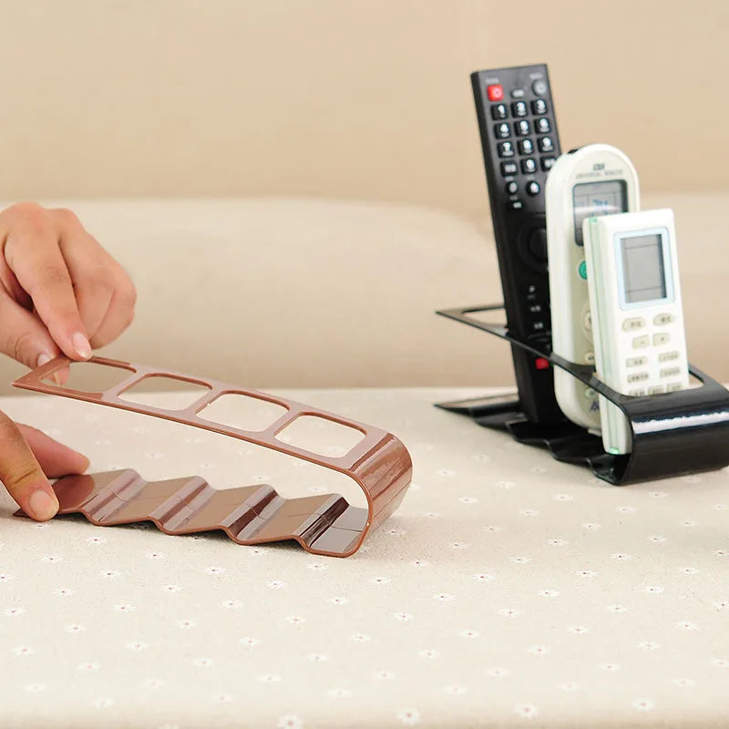 Organizador de Controles Remotos e Acessórios de Mesa com 4 Compartimentos – Porta Objetos Multiuso em Plástico