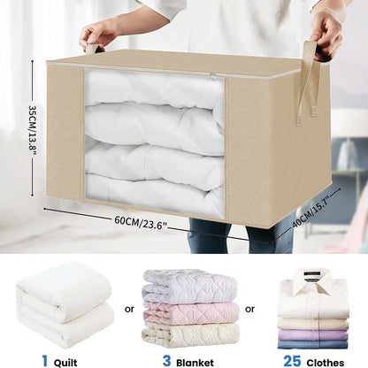 Saco Organizador Dobrável para Roupas, Edredões e Cobertores – Bolsa de Arrumação em Poliéster com Grande Capacidade