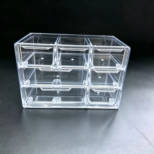Organizador de Gaveta Transparente Modular 7 ou 9 Divisórias – Multiuso para Maquiagem, Escritório e Acessórios