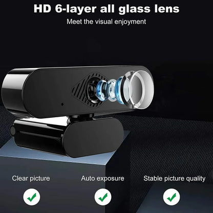 Webcam Full HD 1080P USB com Microfone para PC e Portátil
