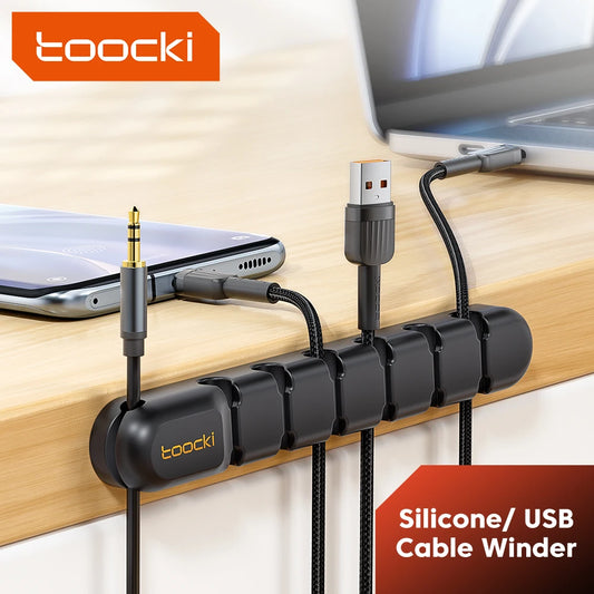Organizador de Cabos Toocki 3/5/7 Entradas – Suporte Flexível para Gestão de Cabos USB, Carregadores e Auscultadores