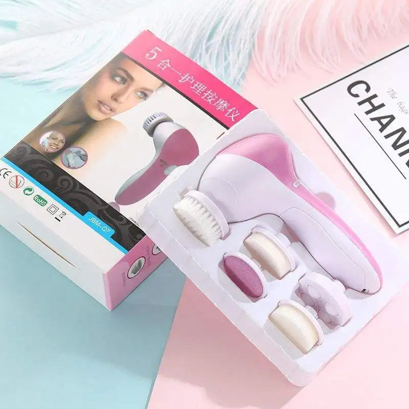 Escova Elétrica de Limpeza Facial 5 em 1 | Massagem Facial e Cuidados com a Pele