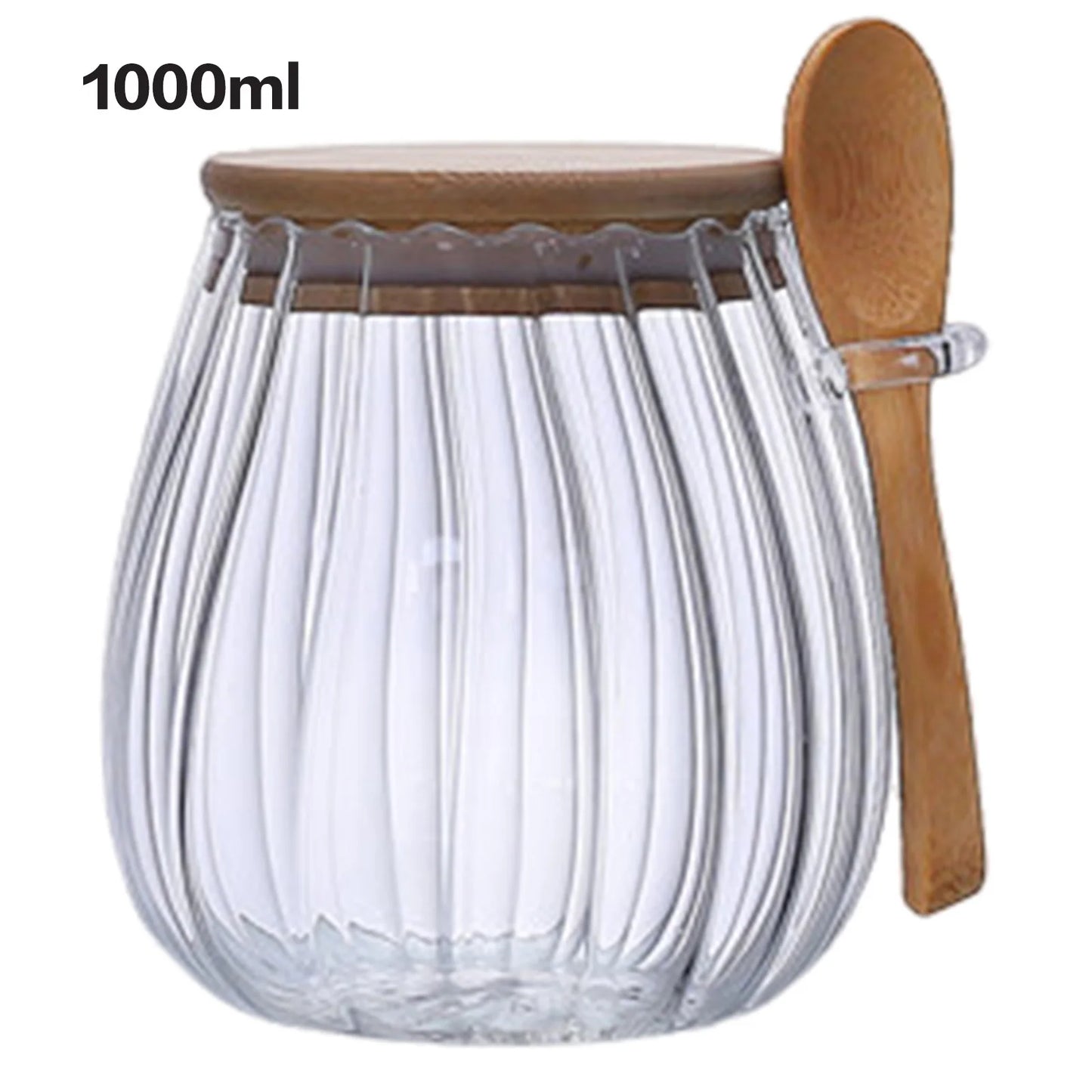 Pote Hermético de Vidro com Tampa de Bambu para Mantimentos