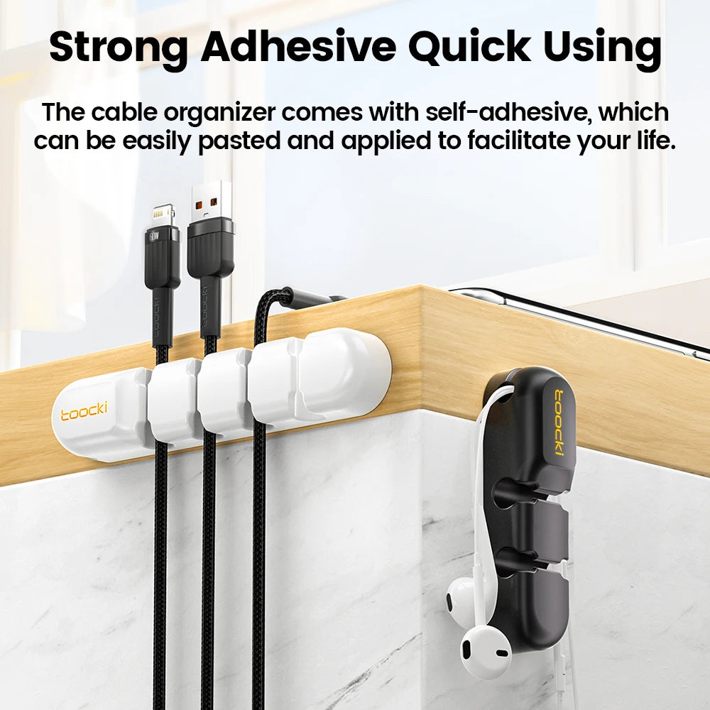 Organizador de Cabos Toocki 3/5/7 Entradas – Suporte Flexível para Gestão de Cabos USB, Carregadores e Auscultadores