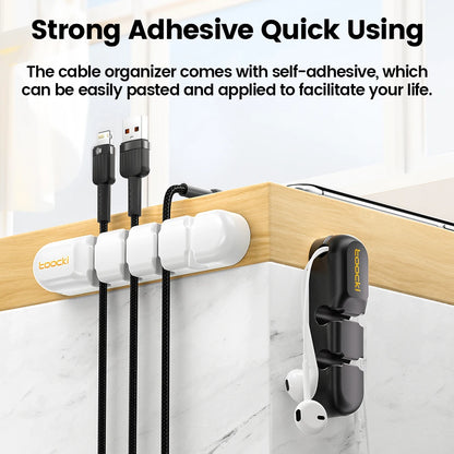 Organizador de Cabos Toocki 3/5/7 Entradas – Suporte Flexível para Gestão de Cabos USB, Carregadores e Auscultadores