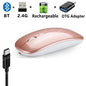 Mouse Sem Fio Bluetooth e USB 2.4GHz Ergonómico Recarregável 1600 DPI com 6 Botões para PC e Portátil