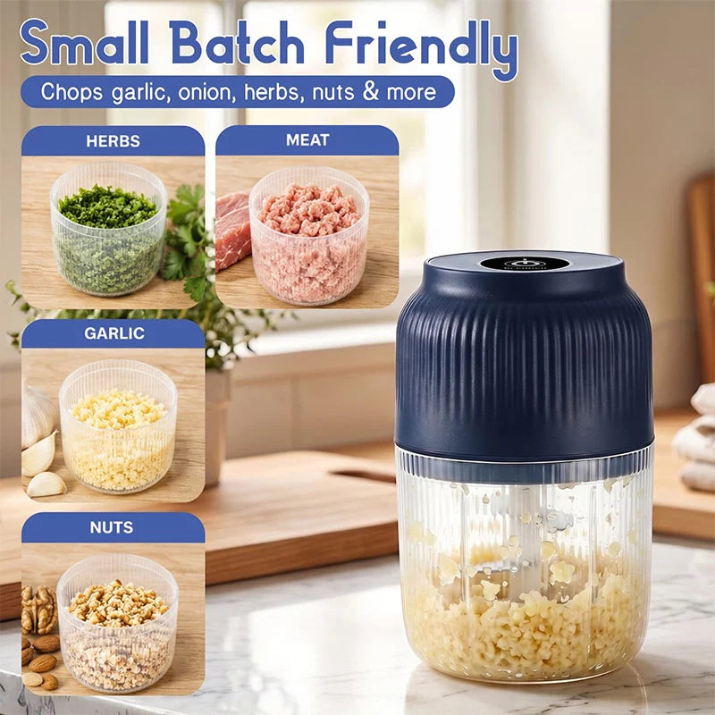 Mini Processador Elétrico USB para Alho, Cebola, Legumes e Temperos