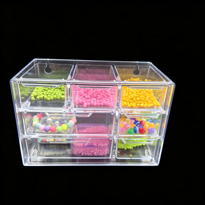 Organizador de Gaveta Transparente Modular 7 ou 9 Divisórias – Multiuso para Maquiagem, Escritório e Acessórios