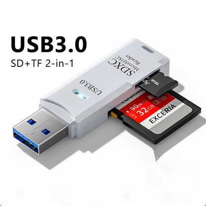 Leitor de Cartão USB 3.0 SD/TF 2 em 1 de Alta Velocidade