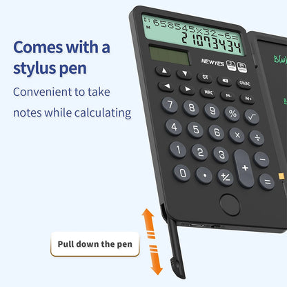 Calculadora Portátil Recarregável com Bloco de Notas LCD – Ecrã Grande de 12 Dígitos, Alimentação Solar e Bateria