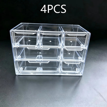 Organizador de Gaveta Transparente Modular 7 ou 9 Divisórias – Multiuso para Maquiagem, Escritório e Acessórios