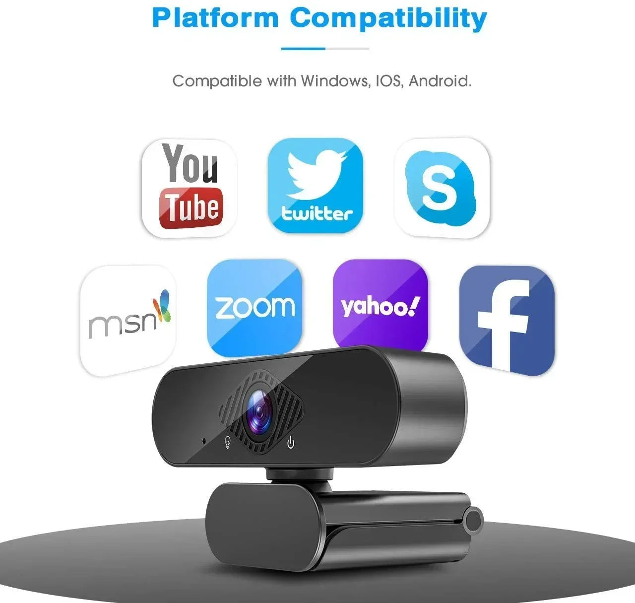 Webcam Full HD 1080P USB com Microfone para PC e Portátil