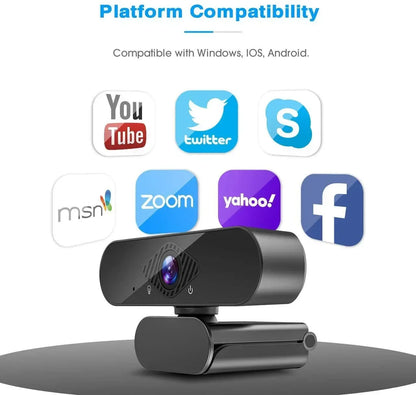 Webcam Full HD 1080P USB com Microfone para PC e Portátil