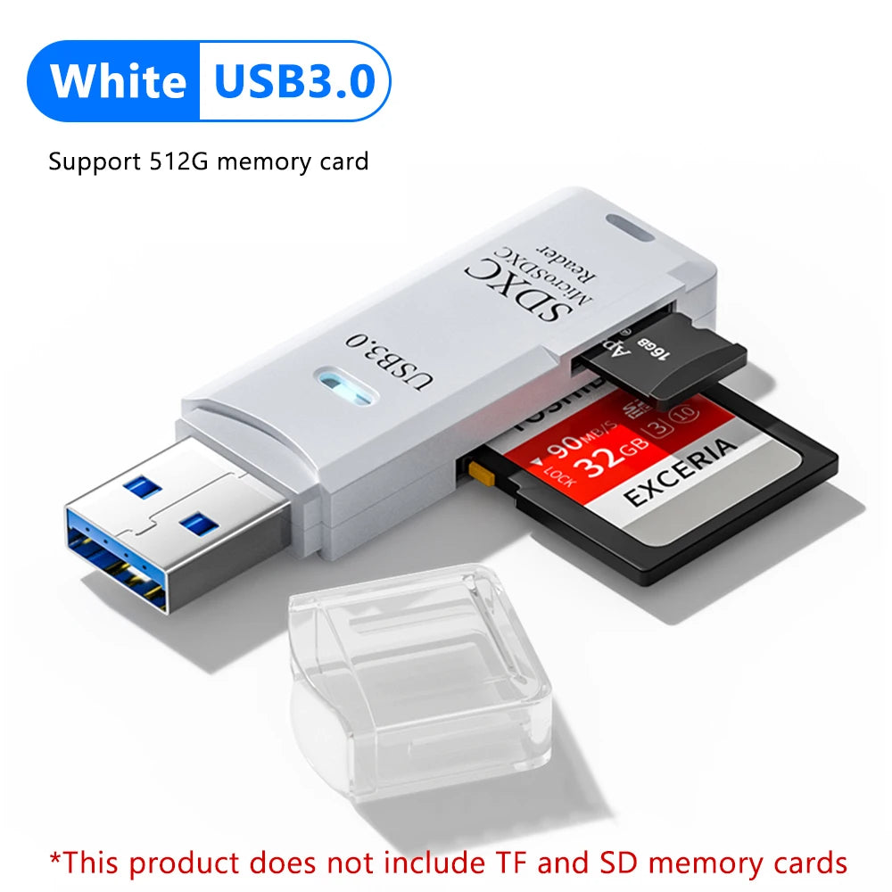 Leitor de Cartão USB 3.0 SD/TF 2 em 1 de Alta Velocidade
