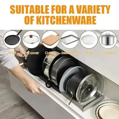 Organizador Expansível para Panelas e Tampas – Suporte Ajustável para Armário de Cozinha (6 Divisórias)