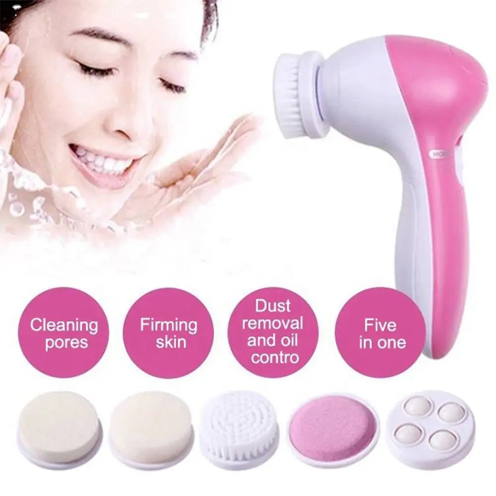 Escova Elétrica de Limpeza Facial 5 em 1 | Massagem Facial e Cuidados com a Pele