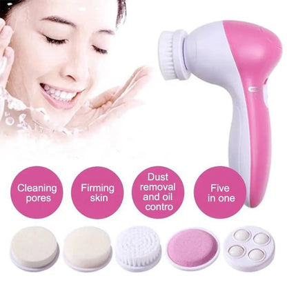 Escova Elétrica de Limpeza Facial 5 em 1 | Massagem Facial e Cuidados com a Pele
