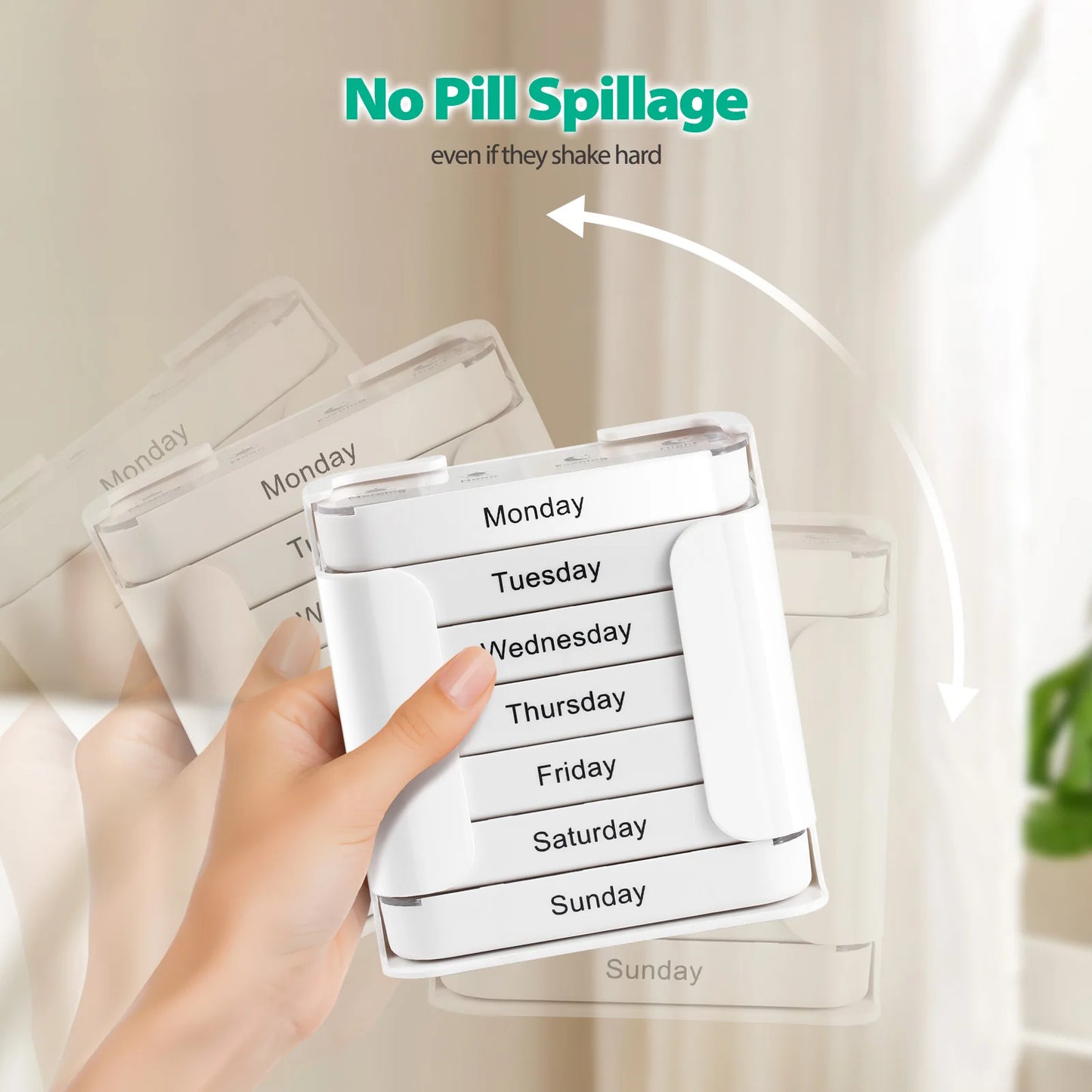 Organizador Semanal de Medicamentos 7 Dias – Caixa Porta Comprimidos Portátil com Compartimentos Diários
