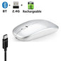 Mouse Sem Fio Bluetooth e USB 2.4GHz Ergonómico Recarregável 1600 DPI com 6 Botões para PC e Portátil