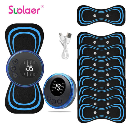 Massageador Cervical Elétrico EMS Portátil | Relaxamento Muscular para Pescoço e Ombros