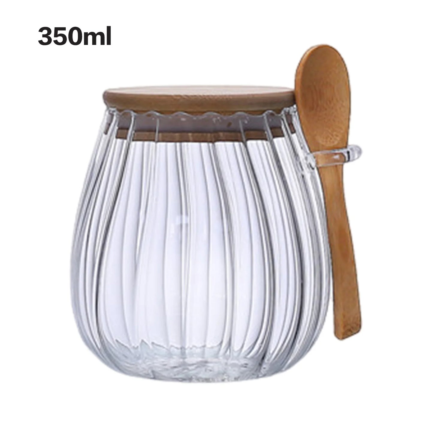 Pote Hermético de Vidro com Tampa de Bambu para Mantimentos