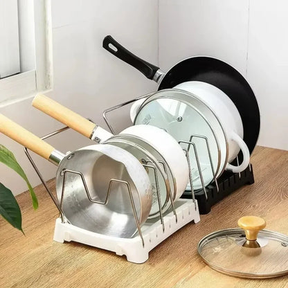 Organizador Expansível para Panelas e Tampas – Suporte Ajustável para Armário de Cozinha (6 Divisórias)