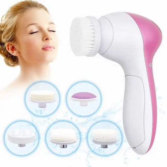 Escova Elétrica de Limpeza Facial 5 em 1 | Massagem Facial e Cuidados com a Pele