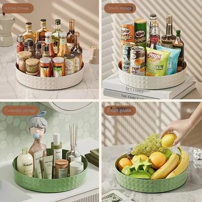 Organizador Giratório 360° para Cozinha e Casa – Bandeja Rotativa para Temperos, Cosméticos e Produtos de Limpeza