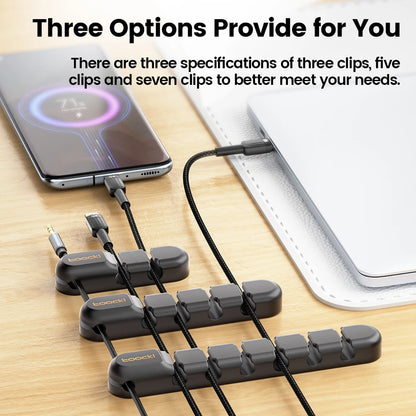 Organizador de Cabos Toocki 3/5/7 Entradas – Suporte Flexível para Gestão de Cabos USB, Carregadores e Auscultadores