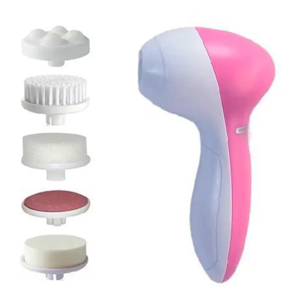 Escova Elétrica de Limpeza Facial 5 em 1 | Massagem Facial e Cuidados com a Pele