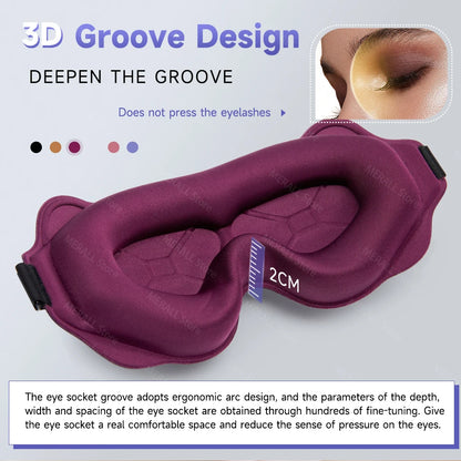 Máscara de Dormir 3D Anatômica – Bloqueio Total da Luz | Confortável para Sono, Viagens e Relaxamento