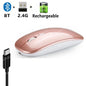 Mouse Sem Fio Bluetooth e USB 2.4GHz Ergonómico Recarregável 1600 DPI com 6 Botões para PC e Portátil