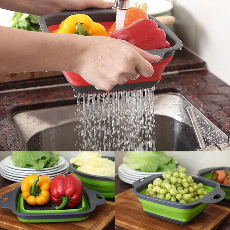 Escorredor Retrátil de Silicone Multifuncional para Cozinha