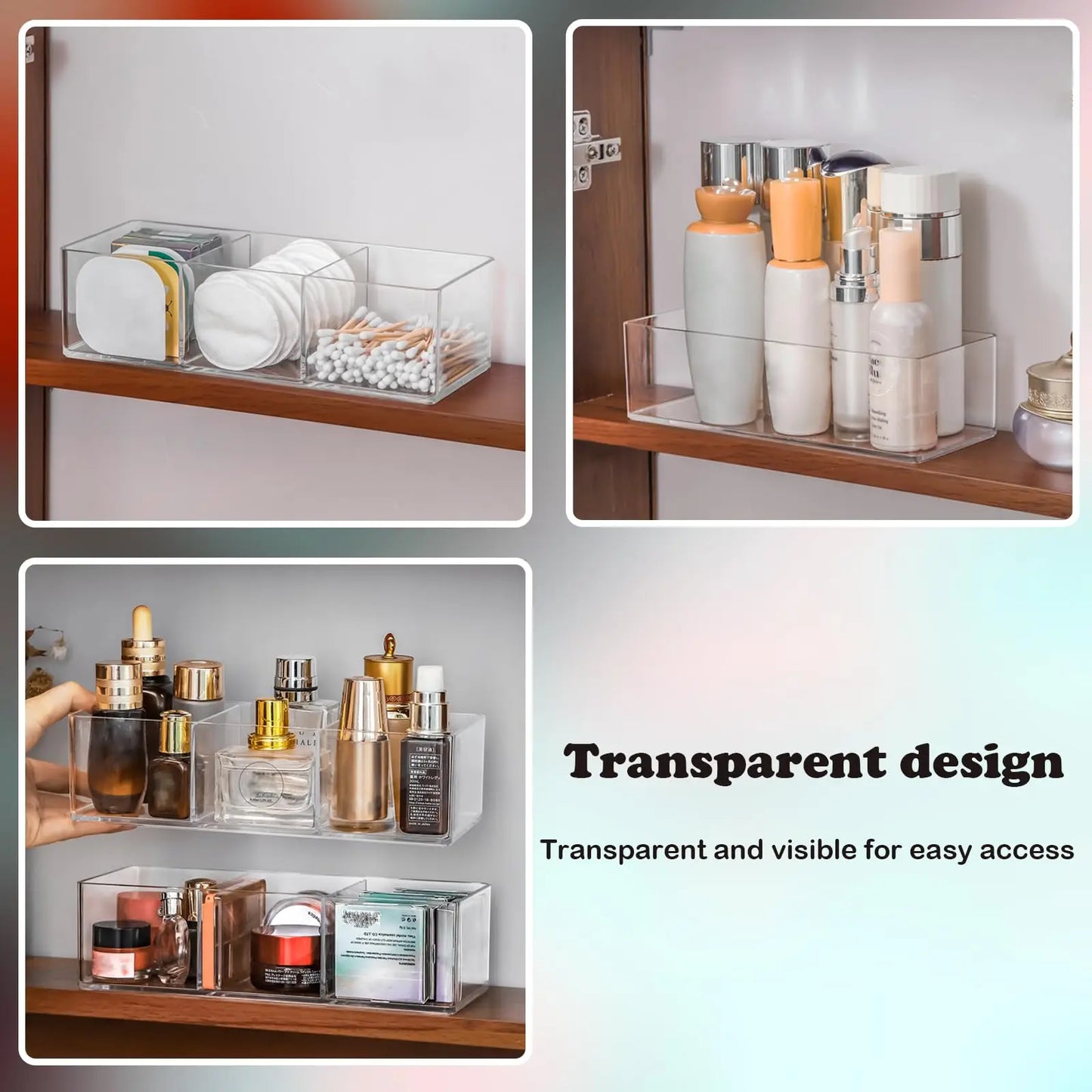 Organizador de Gaveta Multifuncional para Maquilhagem, Cosméticos e Acessórios – 1 ou 3 Compartimentos (com ou sem Tampa)
