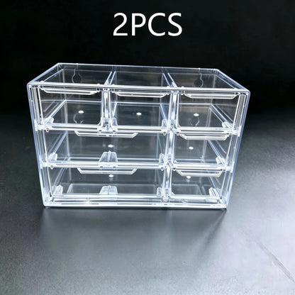 Organizador de Gaveta Transparente Modular 7 ou 9 Divisórias – Multiuso para Maquiagem, Escritório e Acessórios