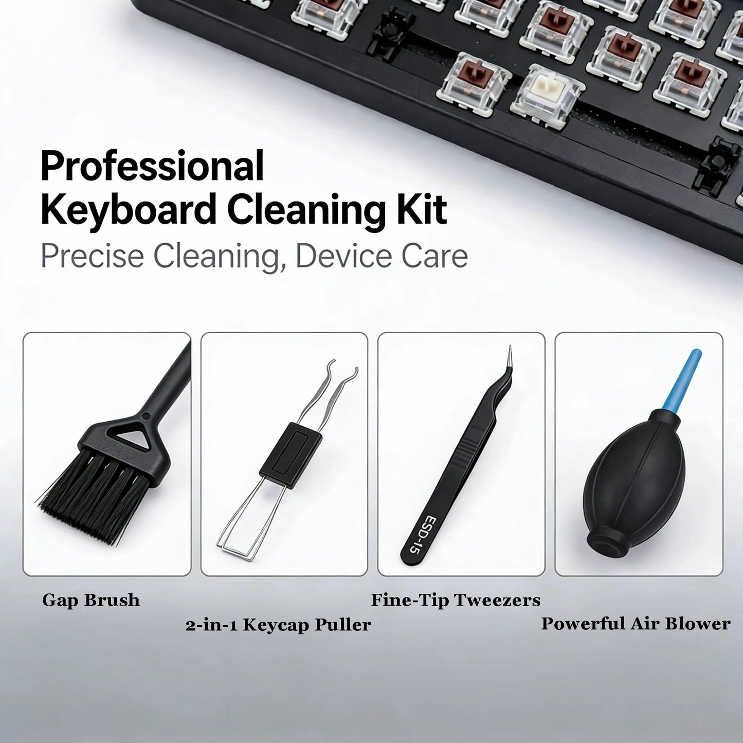 Kit de Limpeza 4 em 1 para Teclados, Computadores, Telemóveis e Auriculares