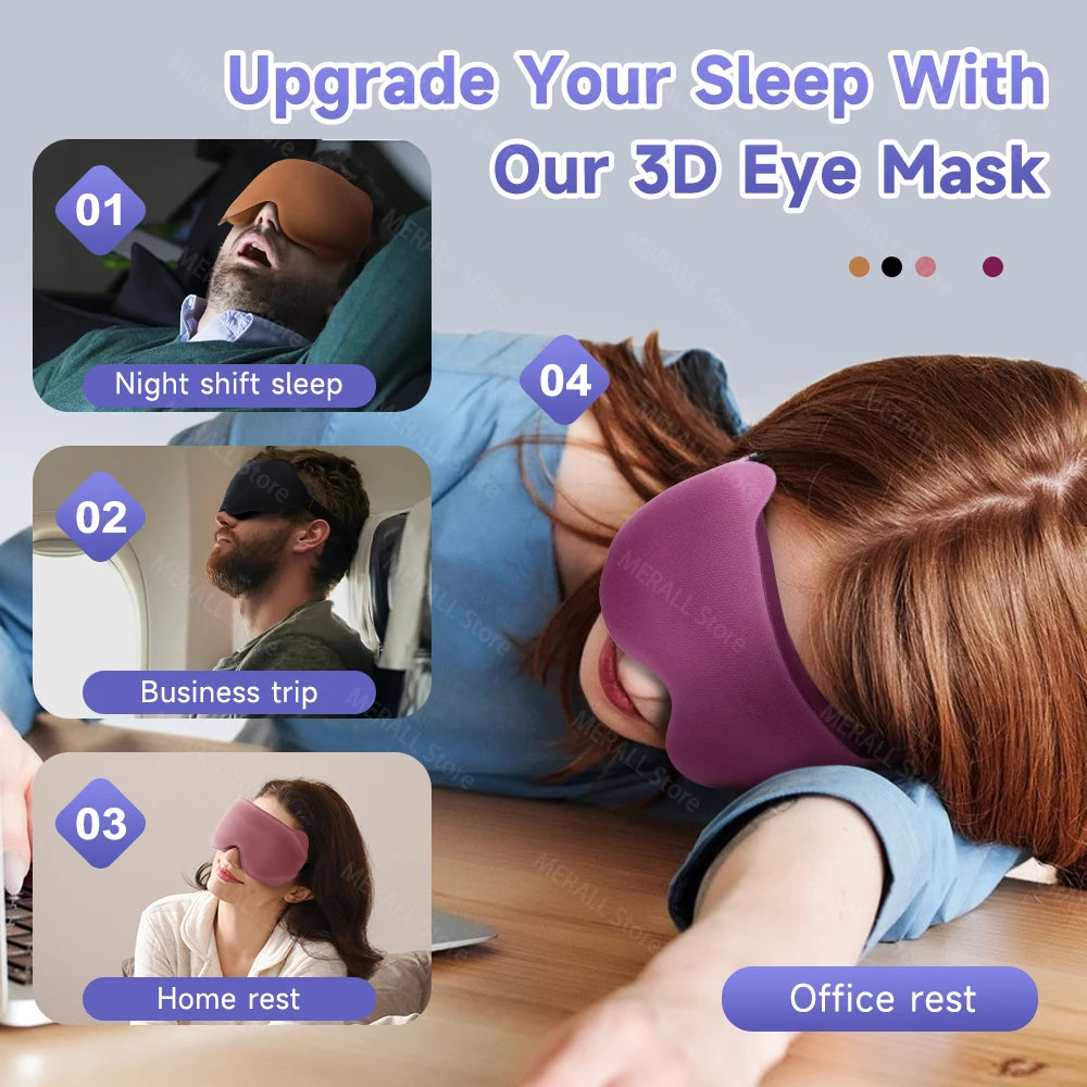 Máscara de Dormir 3D Anatômica – Bloqueio Total da Luz | Confortável para Sono, Viagens e Relaxamento