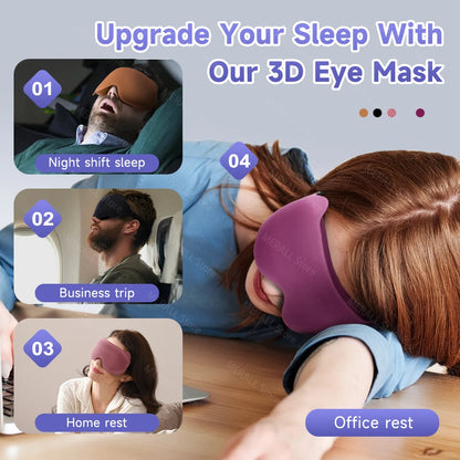 Máscara de Dormir 3D Anatômica – Bloqueio Total da Luz | Confortável para Sono, Viagens e Relaxamento
