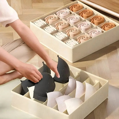 Organizador de Gaveta para Roupa Interior, Meias e Acessórios – Caixa Organizadora Dobrável em Tecido
