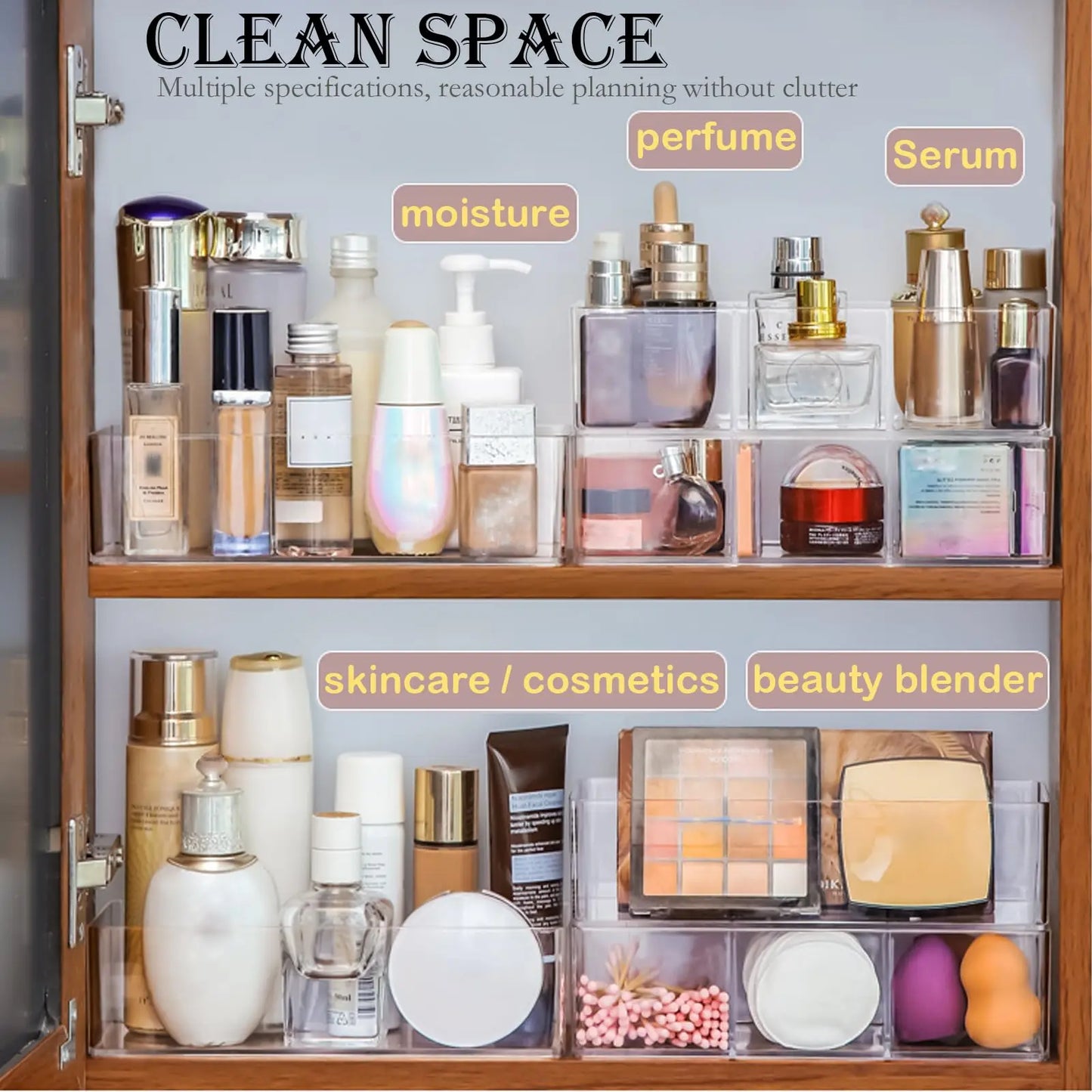 Organizador de Gaveta Multifuncional para Maquilhagem, Cosméticos e Acessórios – 1 ou 3 Compartimentos (com ou sem Tampa)