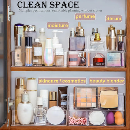 Organizador de Gaveta Multifuncional para Maquilhagem, Cosméticos e Acessórios – 1 ou 3 Compartimentos (com ou sem Tampa)