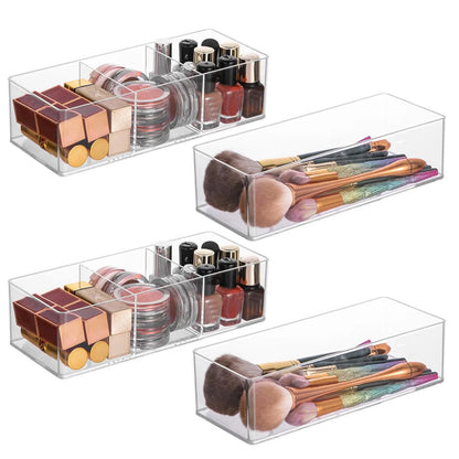 Organizador de Gaveta Multifuncional para Maquilhagem, Cosméticos e Acessórios – 1 ou 3 Compartimentos (com ou sem Tampa)