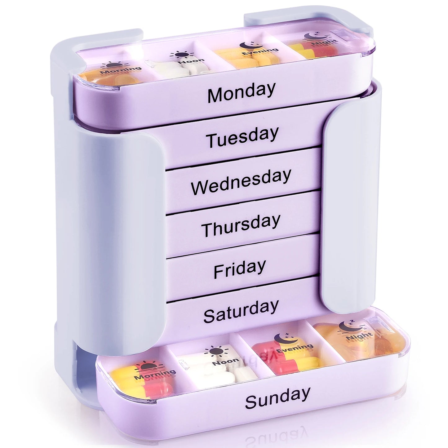 Organizador Semanal de Medicamentos 7 Dias – Caixa Porta Comprimidos Portátil com Compartimentos Diários