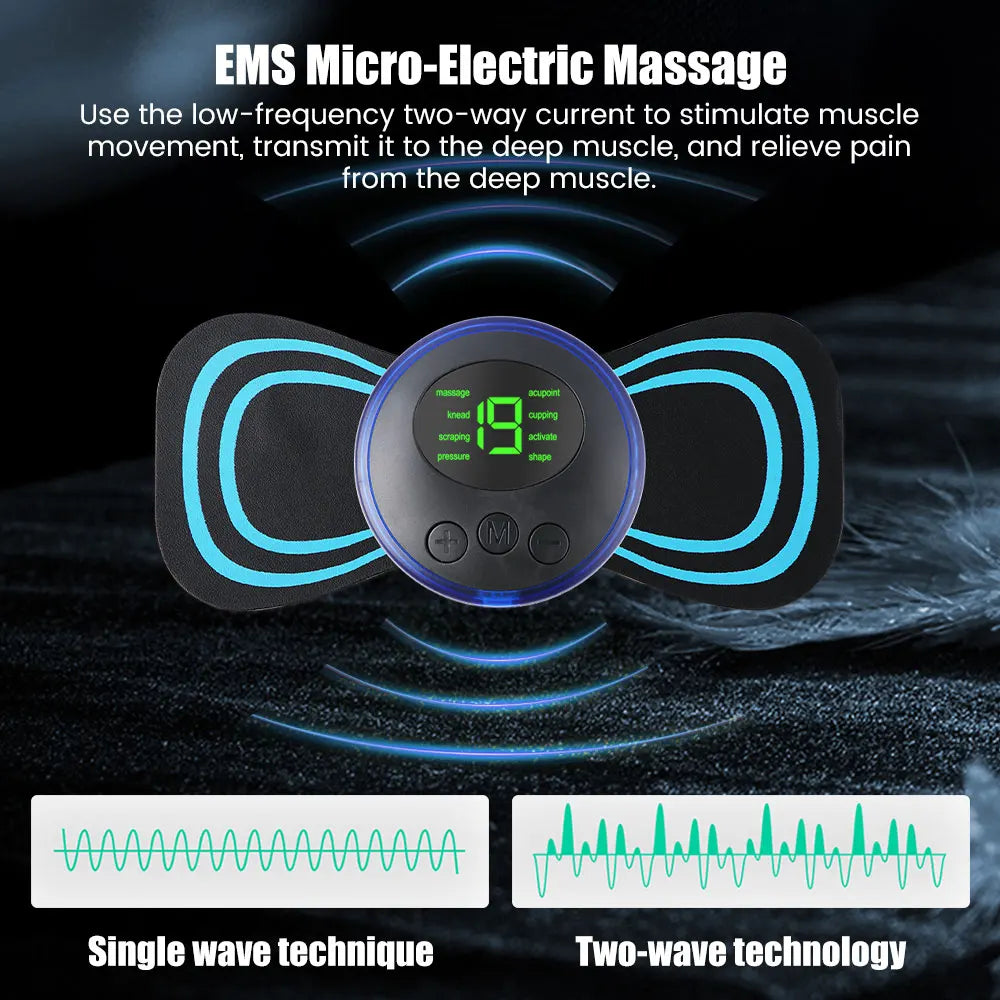 Massageador Cervical Elétrico EMS Portátil | Relaxamento Muscular para Pescoço e Ombros