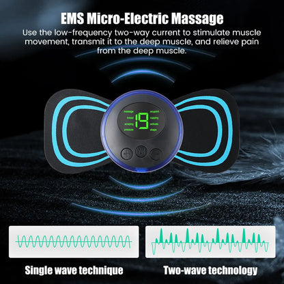 Massageador Cervical Elétrico EMS Portátil | Relaxamento Muscular para Pescoço e Ombros