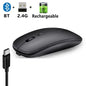 Mouse Sem Fio Bluetooth e USB 2.4GHz Ergonómico Recarregável 1600 DPI com 6 Botões para PC e Portátil