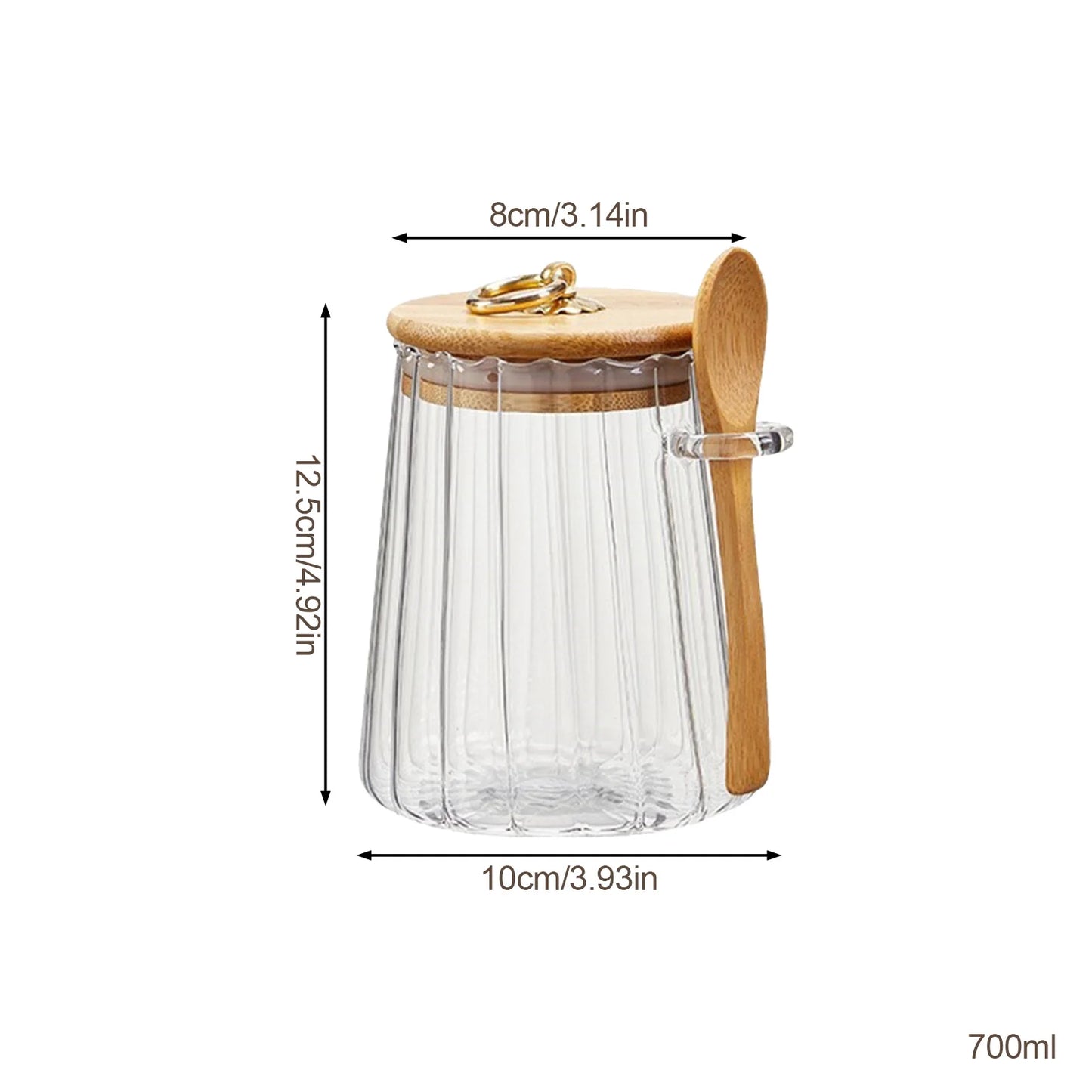 Pote Hermético de Vidro com Tampa de Bambu para Mantimentos